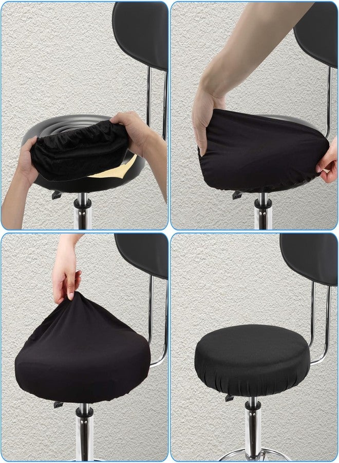 غطاءان أسودان دائريان لكراسي البار، أغطية كراسي بار دائرية عالية المرونة، وسائد كراسي ناعمة قابلة للغسل للمنزل، طقم أغطية كراسي بار للفنادق والأسواق، غطاء كراسي بار دائري - Image 4